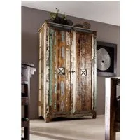 Massivmoebel24 Kleiderschrank NATURE OF SPIRIT (Altholz 118x60x198 mehrfarbig lackiert NATURE OF SPIRIT #42) Altholz 118x60x198 mehrfarbig lackiert NATURE OF SPIRIT #42