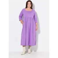 Ulla Popken Maxikleid Jerseykleid A-Linie Carré-Ausschnitt 3/4-Arm