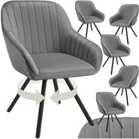 tectake Esszimmerstuhl Drehbarer Armlehnstuhl gepolstert, in Samtoptik, 58 x 58 x 82 cm (Bürostuhl Snug in grau, 6 St), 360° drehbar, Stahlbeine, höhenverstellbar, Belastbarkeit 120 kg