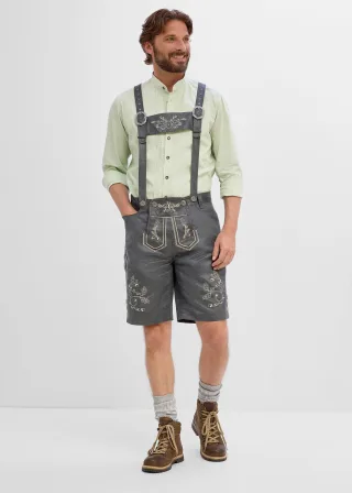 bonprix Trachtenhose aus Lederimitat, grau, Gr.50, Traditionelle Trachtenhose in Lederoptik