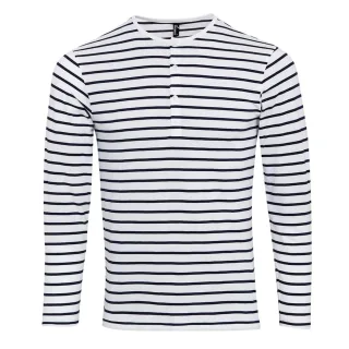 Premier - "Long John" T-Shirt Krempelärmel für Herren (Weiß/Marineblau)
