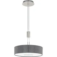 EGLO LED-Hängeleuchte Romao, Leuchtmittel inklusive, LED Pendelleuchte Esstisch dimmbar Stahl silber chrom Leinen grau