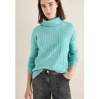 CECIL Rollkragenpullover mit Strick-Muster und Umlegekragen