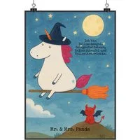 Mr. & Mrs. Panda Poster Einhorn Hexe Design, Bild DIN A5, Weiß, Teufel, Wanddeko, Einhörner, Einhorn Hexe (Packung), Plakat Wanddeko Bild Wandschmuck