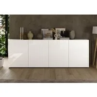 Home affaire Sideboard Rio Breite 240 cm, Kommode mit 4 Türen, Anrichte, geriffelte MDF-Fronten, modern u. elegant, viel Stauraum