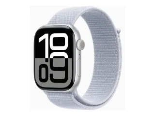 Apple Watch Series 10 (GPS + Cellular) 46mm Aluminium silber mit Sport Loop Blaue Wolke | mwy23qf/a |