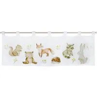 Delindo Lifestyle Scheibengardine Bistrogardine mit schlaufen, Waldtiere, 45x120 cm, weiß (1 St), Schlaufen, halbtransparent, mit Digitaldruck