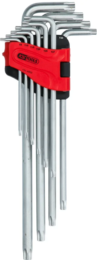 KS Tools Torx-Winkelstiftschlüssel-Satz mit Bohrung, XL, 10-tlgTB8-TB50 - 151.4800