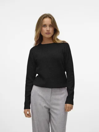 VERO MODA - VMDOFFY LS O-NECK BLOUSE GA NOOS Black - Gr. - L