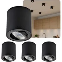 Sweet LED LED Aufbaustrahler 4er Set GU10 schwarz schwenkbar 230V Deckenspots rund modern, LED wechselbar, Warmweiß, 3000K, schwenkbar, GU10, 230V