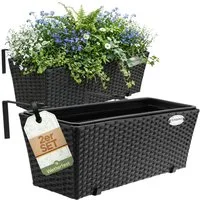 Casaria Blumenkasten, 2er Set 11 Liter Montagehalterung indoor outdoor Geländerkasten