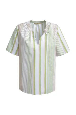 Smith&Soul - Multi-Stripe V-neck Blouse spring green print - Gr. - L