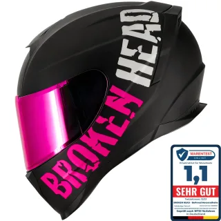 Broken Head BeProud Sport Pink Set Motorradhelm + Pink Verspiegeltes Visier | Mirror Edition