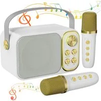 MOPUEA Mikrofon Karaoke Maschine mit 2 Mikrofonen Bluetooth-Lautsprecher (Mini Karaoke Anlage mit 7 Stimmeffekten), Perfekt für Partys und Geburtstage