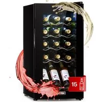 Klarstein Weinkühlschrank Shiraz 15 Slim Uno, für 15 Standardflaschen á 0,75l,Wein Flaschenkühlschrank Getränkekühlschrank Weintemperierschrank
