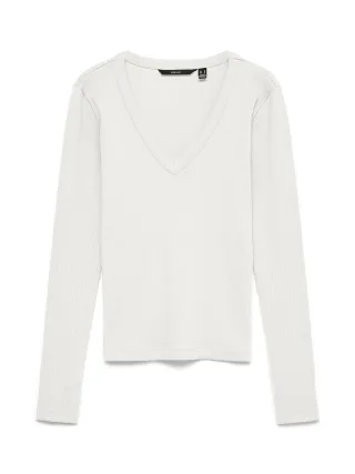 VERO MODA - VMCHLOE LS V-NECK TOP JRS GA Snow White - Gr. - XL