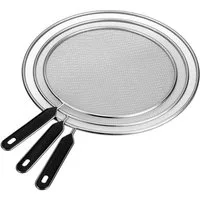 relaxdays Spritzschutzdeckel Pfannen Spritzschutz im 3er Set, (3-tlg), schwarz
