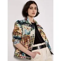 Apricot Kurzjacke Farbenfrohe Jacke mit Hahnentrittmuster mit Hahnentrittmuster und Knopfleiste