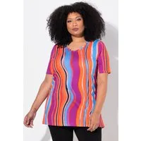 Ulla Popken Longshirt Longshirt A-Linie V-Ausschnitt Halbarm