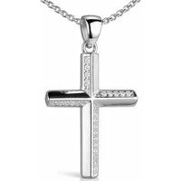 Limana Kreuzkette 925 Silber Kette mit Kreuz-Anhänger Mädchen Damen (Schmuck inkl. Dose Geschenk für Geburtstag Weihnachten), Ostern Einschulung Schulanfang Muttertag Kommunion Konfirmation