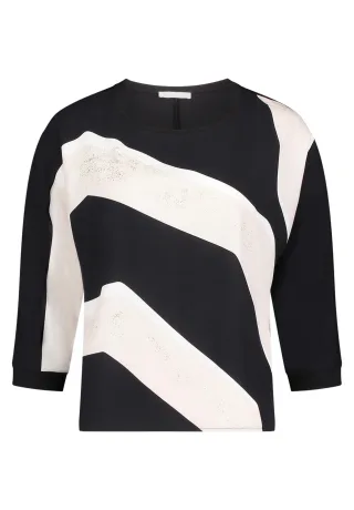 Betty & Co - Patchwork-Shirt schwarz/weiß - Gr. - M