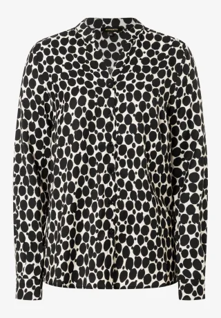 MORE & MORE - Bedruckte Viskose Bluse beige/schwarz - Gr. - 36