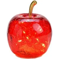 Wurm LED Dekoobjekt LED Dekolampe Apfel Glas 10er LED Lichterkette Timer Ø11 cm rot