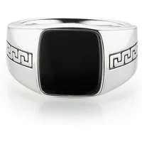 Bruno Banani Fingerring Schmuck Geschenk Silber 925 Herrenring Siegelring Mäander Onyx, mit Onyx