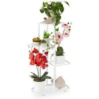 relaxdays Blumenständer Metall Blumentreppe 4 Etagen, weiß