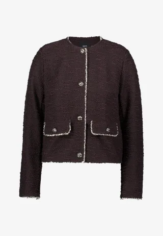 zero - Blazer Bouclè mit Knöpfen patch brownblack - Gr. - 34