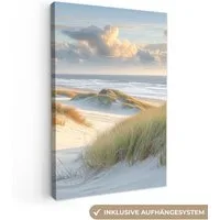 OneMillionCanvasses® Leinwandbild Strand - Dünen - Borstgrasrasen - Wattenmeer, Fotodruck (1 St), Leinwand Canvas Wandbild, Wanddekoration 20x30 cm