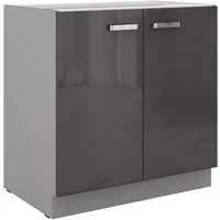 Küchen-Preisbombe Unterschrank 80 cm Küche Bianca Grey Grau Hochglanz Küchenzeile Küchenblock