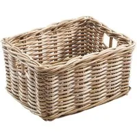 Kobolo Aufbewahrungskorb Rattankorb Kubu grau eckig 40x30x20 cm