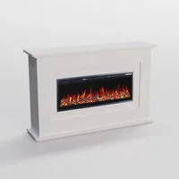 GLOW FIRE Elektrokamin RHEA LED Kamin mit Heizung, Elektrischer Kamin mit 3D Feuer mit Heizung, 2 Dekorationen