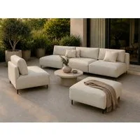A&J MöbelLand GmbH Gartenlounge-Set Outdoor Lounge Set SUN – Sofa, Sessel und Hocker, (Outdoor Lounge Set für Garten und Terrasse, 3-teiliges modernes Garten Lounge Set), Wetterfestes Lounge Set für Garten und Terrasse
