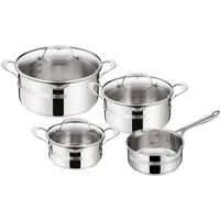 Tefal Topf-Set E311S7 Jamie Oliver Cook Smart, Edelstahl (Set, 7-tlg., 1x Stielkasserolle 16 cm, je 1x Kochtopf 16/20/24 cm), Edelstahl-Topfset by Jamie Oliver, alle Herdarten, Induktion