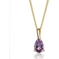 Miore Kette mit Anhänger Damen mit Amethyst, Saphir, Blautopas oder Rubin - Tropfenform 9K Gold, Kette vergoldet 18K 925 Sterling Silber