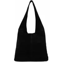 ITALYSHOP24 Shopper Made in Italy XL Damen echtes Leder Tasche Hobo Bag Schultertasche, Wildleder Umhängetasche Workbag Businesstasche Beuteltasche City Bag