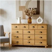 IDIMEX Kommode COLMAR, Schubladenkommode mit Muschelgriff, Sideboard Massivholz gebeizt