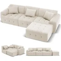 COMHOMA Sofa Ecksofa, Modulares Sofa, 2 Sitzer Bodensofa Couch mit Kissen Armlehne, für Wohnzimmer, vakuumverpackt