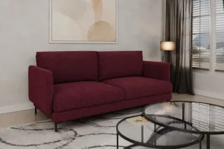 Sofa Designersofa HELMER 3-Sitzer Stoff Baloo Bordeauxrot