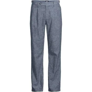 Leinenmix-Bundfaltenhose für Herren, Herren, size: regular, Blau, Leinen/Baumwoll-Mischung, by Lands' End