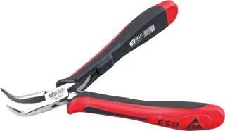 KS Tools ESD Spitzzange, gebogen, mit Hieb, 140mm - 500.7071