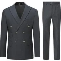 Allthemen Anzug (2 tlg) mit spitzem Revers Herrenanzug Zweireihiger Hochzeitsanzug Slim Fit