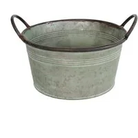 colourliving Blumentopf Pflanztopf Zinktopf Old Green 28cm Ø rund (1 St), langlebig, dekorativ, handbemalt
