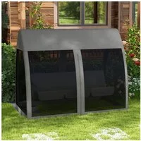 Outsunny Hollywoodschaukel 2 in 1, mit Liegefunktion, Baldachin, Mückennetz, belast bis 300kg, 3-Sitzer, Bettfunktion, 3-Sitzer Gartenschaukel, 1 tlg., Schaukelbank, für Garten, Terrasse, 240 x 140 x 197 cm, Grau