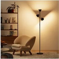 HOMCOM Stehlampe Wohnzimmer Dimmbar mit Leselampe, Stehleuchte RGB Farbwechsel, Dimmfunktion, LED, Farbwechsler, für Wohnzimmer Schlafzimmer, Schwarz