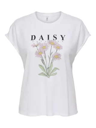 ONLY - ONLJANY NEW S/S O-NECK PRINT TOP BOX JRS Bright White - Gr. - M