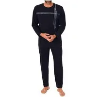 Normann Pyjama Normann Herren langarm Schlafanzug mit Frontprint in zeitloser Optik