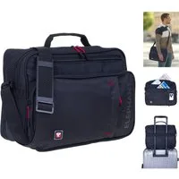 ELEPHANT Flugumhänger Arbeitstasche Bürotasche Handgepäck Freizeit Querformat, Flugbegleiter Umhängetasche Arbeit Reisetasche Tasche Dark 3625 + Etui
